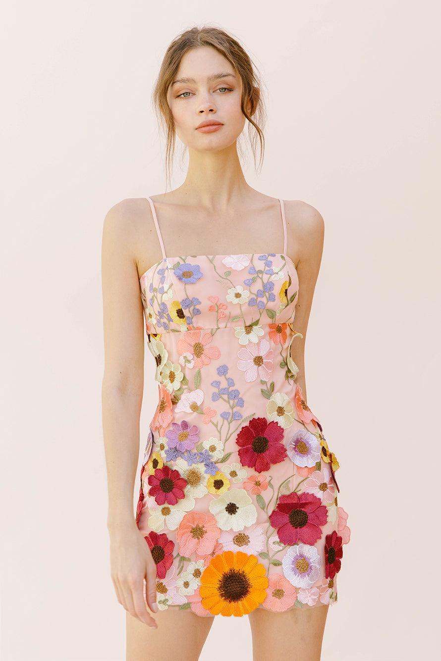 Allie 3D Floral-Embroidered Mini Dress – Sweet en Forme