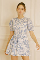 Olivia Garden Print Blue Toile Dress Alternative