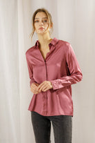 Lorelai Satin Long Sleeve Blouse Front